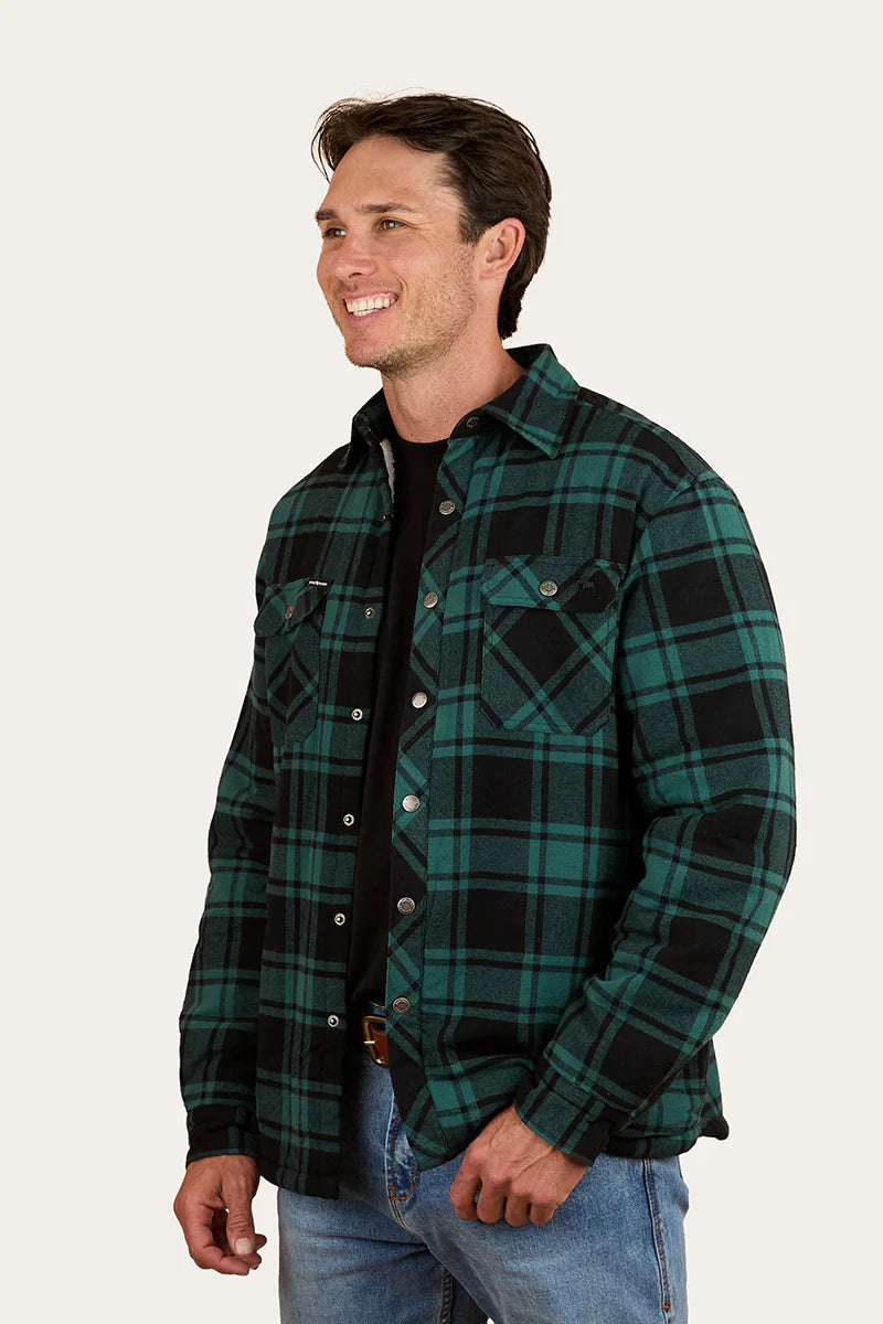 Ringers Western Mens Sawyer Sherpa Flannel - Pine/Charcoal