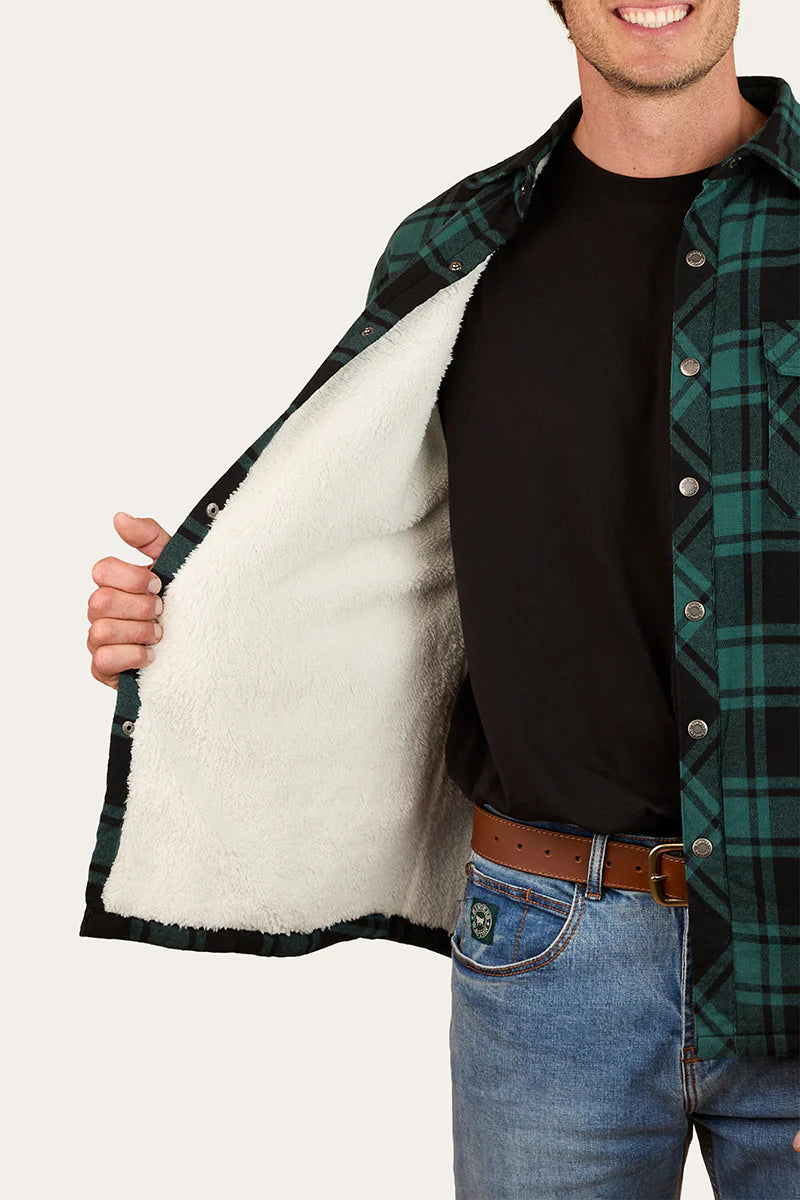 Ringers Western Mens Sawyer Sherpa Flannel - Pine/Charcoal