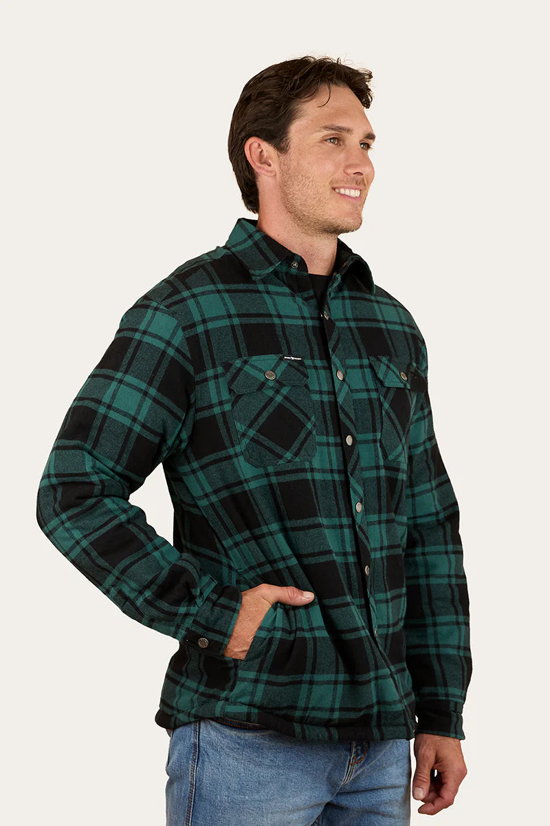 Ringers Western Mens Sawyer Sherpa Flannel - Pine/Charcoal
