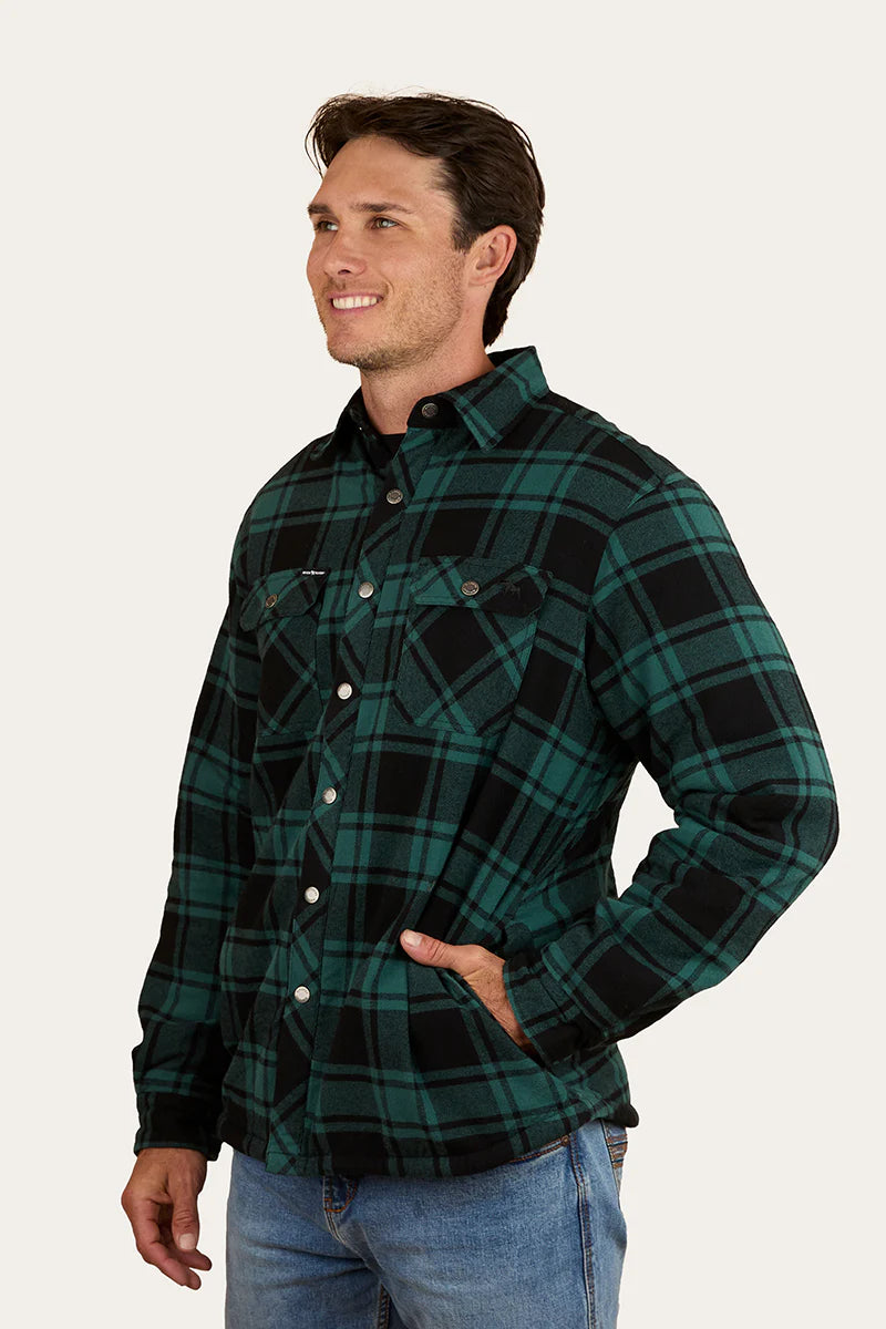 Ringers Western Mens Sawyer Sherpa Flannel - Pine/Charcoal