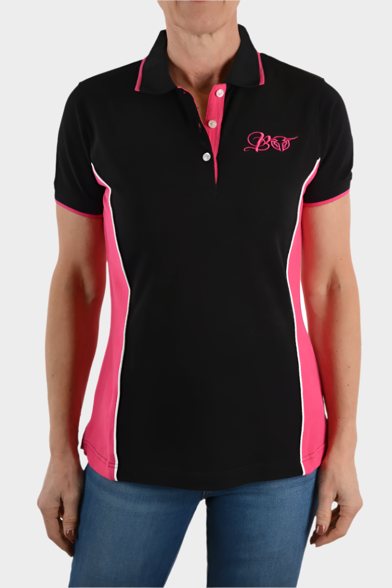 Bullzye Women's Arizona Spliced Polo Shirt - Black/Pink