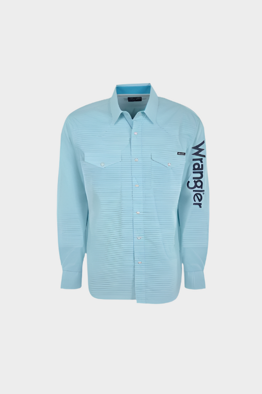 Wrangler Men's Auburn Print Long Sleeve Shirt (Teal)