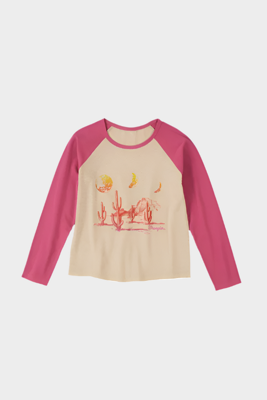 Wrangler USA Girls Landscape Long Sleeve Tee (Oatmeal)