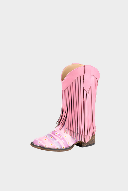 Roper Kids Double Fringe Pink Boot