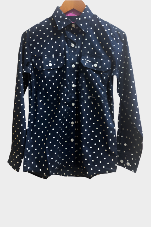 JC WMS ABBEY FULL BUTTON PRINT WORKSHIRT - RADIANT ORCHID DOTS / NAVY DOTS