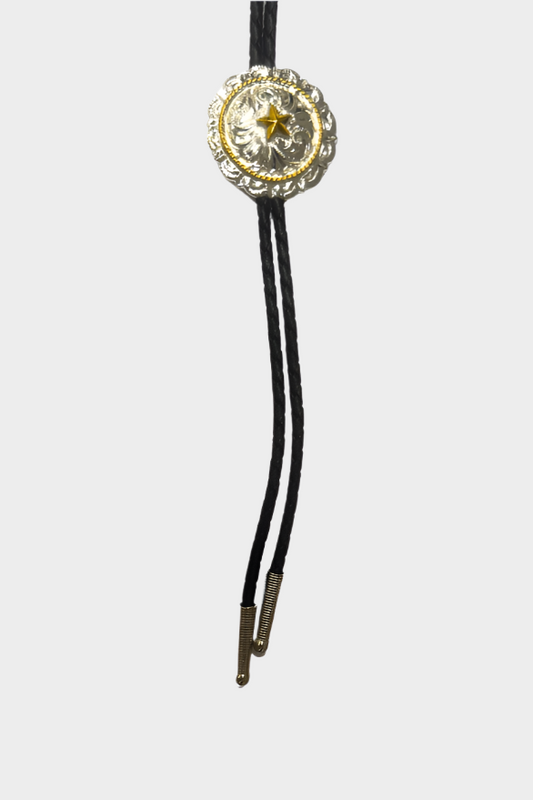Austin Accent Large Round Scallop Bolo Tie with Star