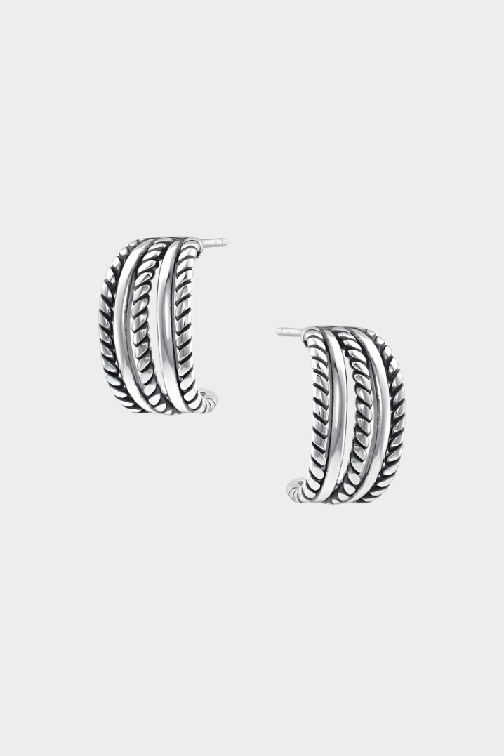 MONTANA SILVERSMITHS Roped Trio Huggie Earrings