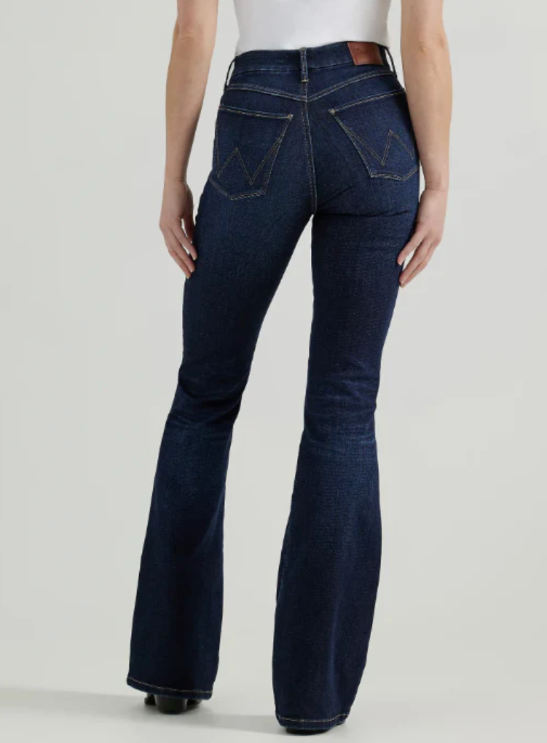 Wrangler Women's Bespoke High Rise Flare Jean 32Leg - Dark Blue