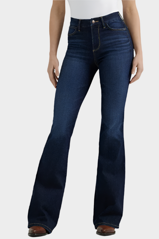 Wrangler Women's Bespoke High Rise Flare Jean 32Leg - Dark Blue