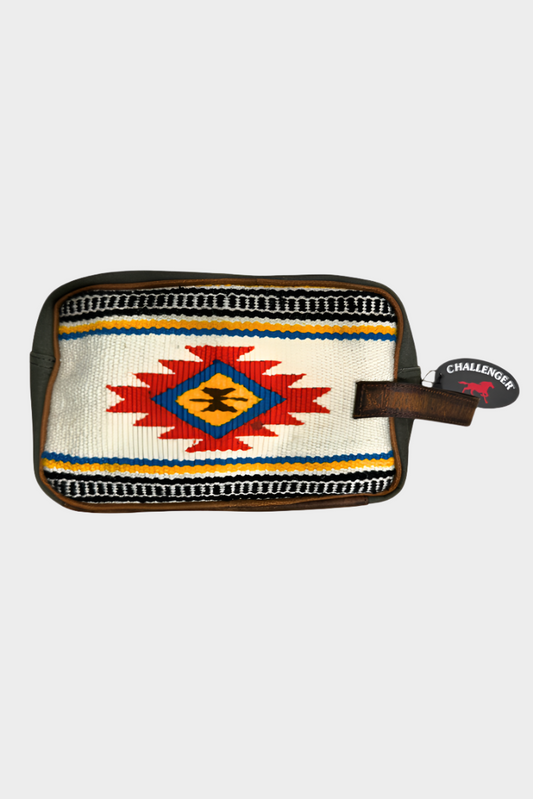 Challenger Western Woven Genuine Leather Toiletry Dopp Kit Cosmetic Travel Bag - 18SKT10
