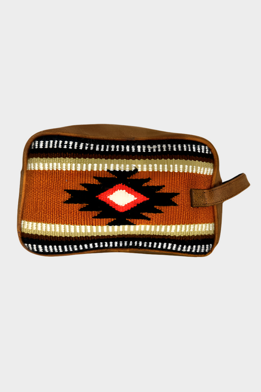 Challenger Men Western Woven Genuine Leather Toiletry Dopp Kit Cosmetic Travel Bag 18SKT06