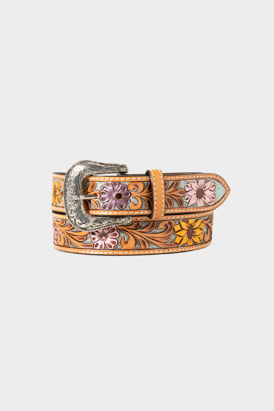 Ariat Girls Sunflower Daisy Hand Tooled Belt 1 1/4" - (Multi)