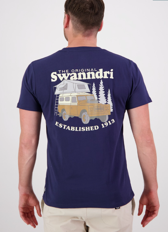 Mens Swanndri Pop Top Printed T Shirt (Navy/Light Taupe) (CLEARANCE)