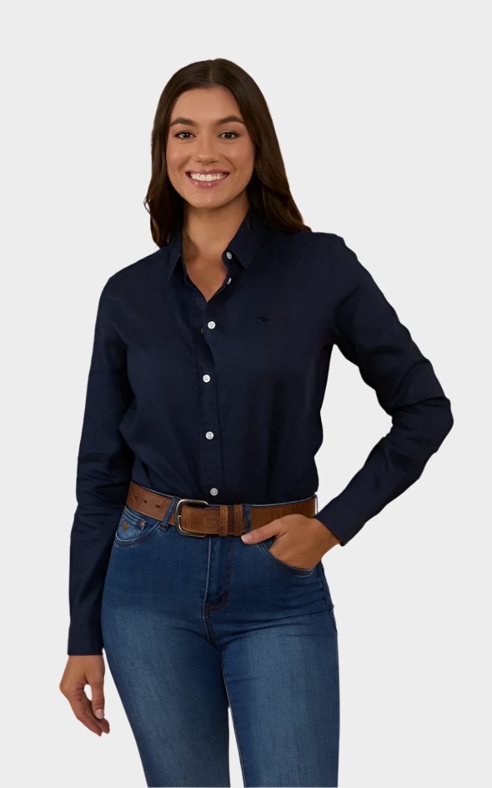RINGERS WOMENS HAYLEY RELAXED LINEN DRESS SHIRT