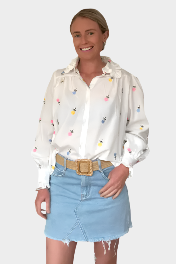 FRANKIE SHIRT - FLOWER EMBROIDERY