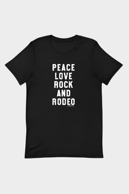 Rodeo Hippie  PEACE LOVE ROCK AND RODEO Tee -Black