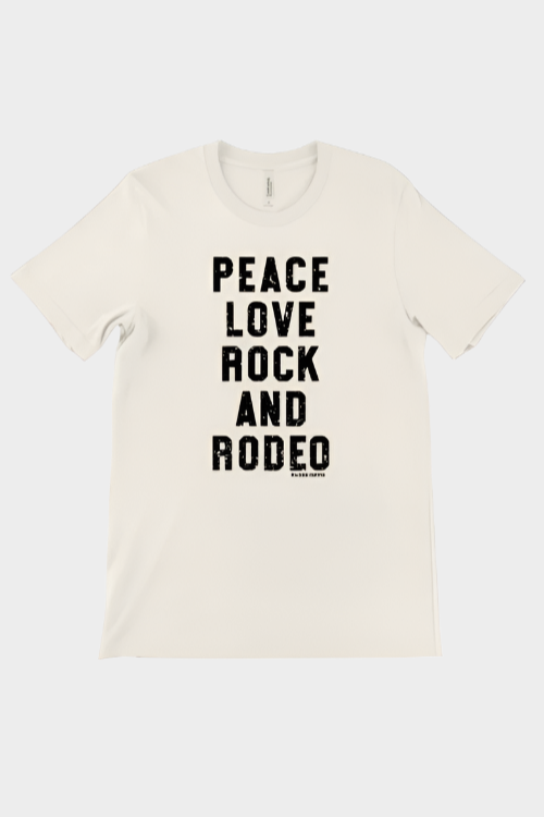 Rodeo Hippie  PEACE LOVE ROCK AND RODEO Tee - White