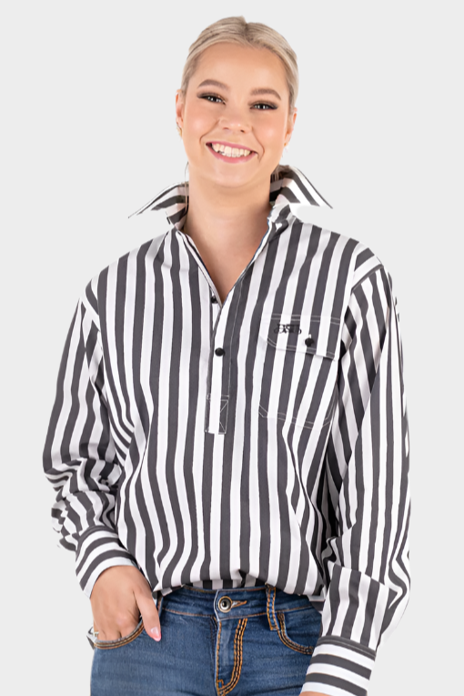 Hitchley & Harrow Linen Collection - LC30-10 Black & White Stripe Oversize Shirt