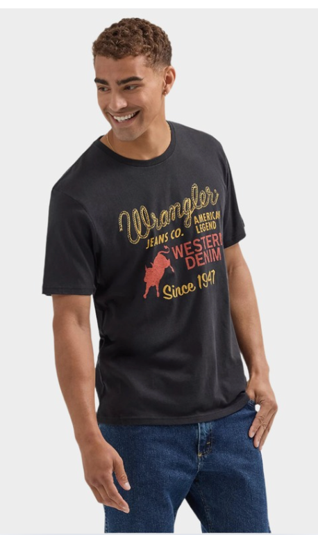 Wrangler Men's Rope Emblem Graphic T-shirt - Washed Black