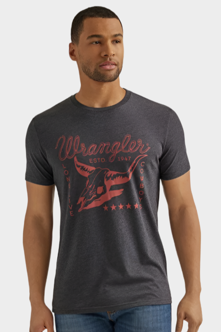 Wrangler Men's Short Sleeve Steerhead Logo Graphic T-Shirt - Caviar