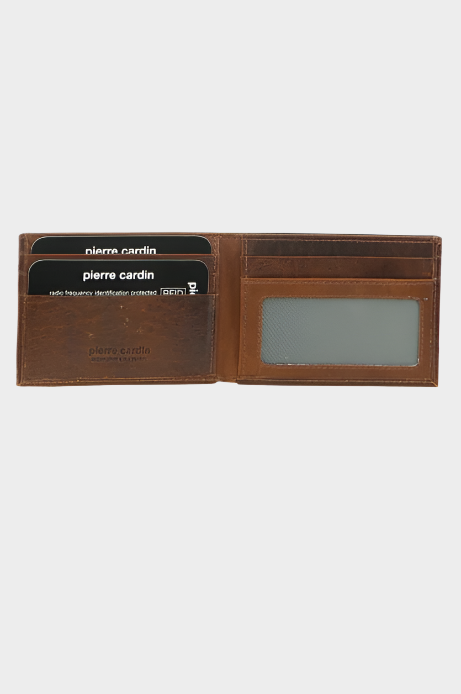 PIERRE CARDIN ITALIAN LEATHER MEN'S BI-FOLD WALLET - COGNAC