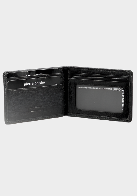 PIERRE CARDIN ITALIAN LEATHER MEN'S BI-FOLD WALLET - BLACK
