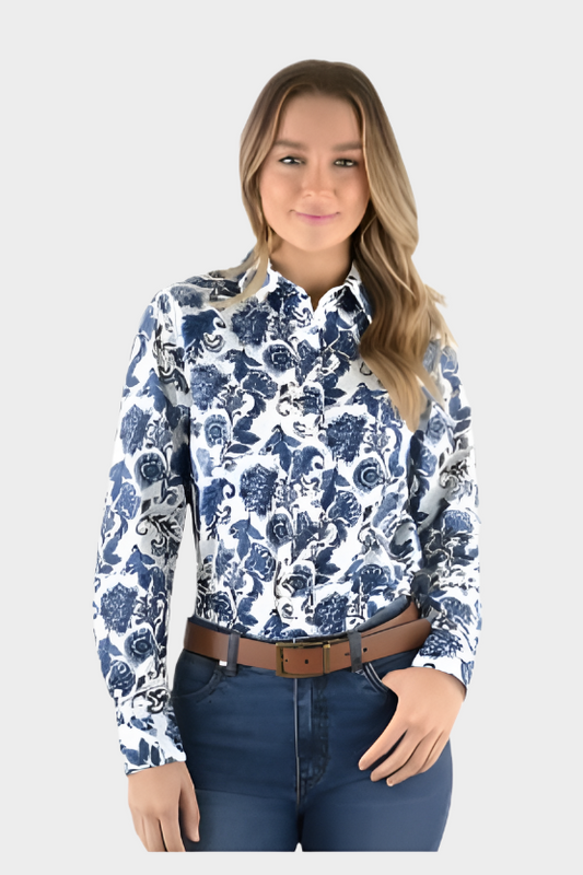 Thomas Cook Women’s Joanna Long Sleeve Shirt (Blue/White)