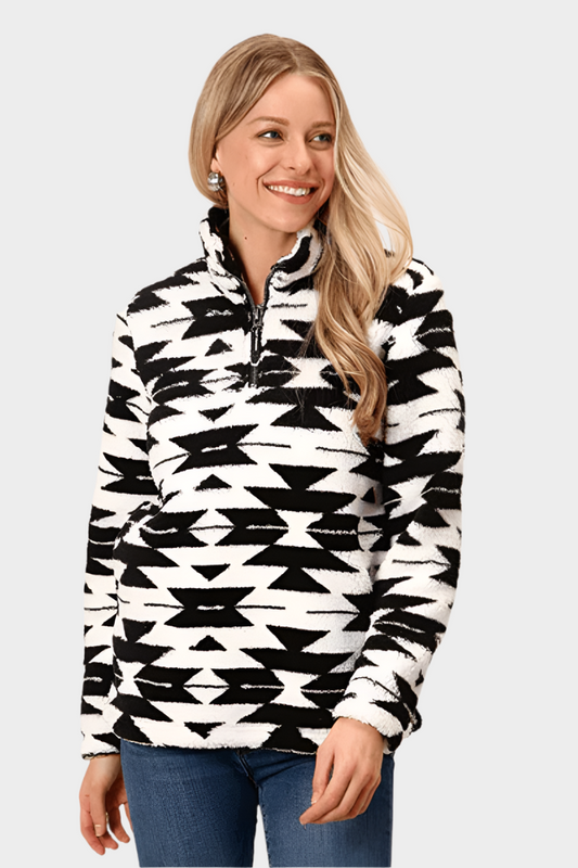 Roper Western Jacket Women's Aztec 1/4 Zip Black