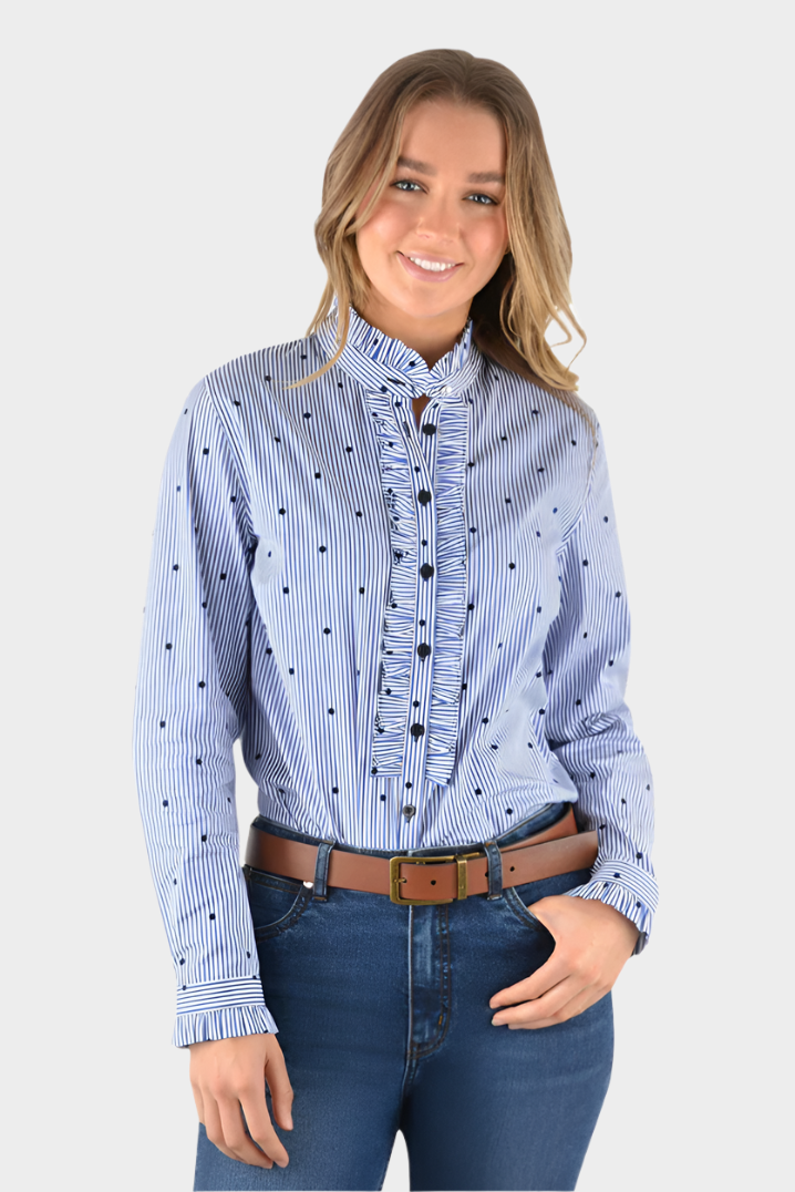 Thomas Cook Women's Mia Frill Long Sleeve Shirt (Blue/White)