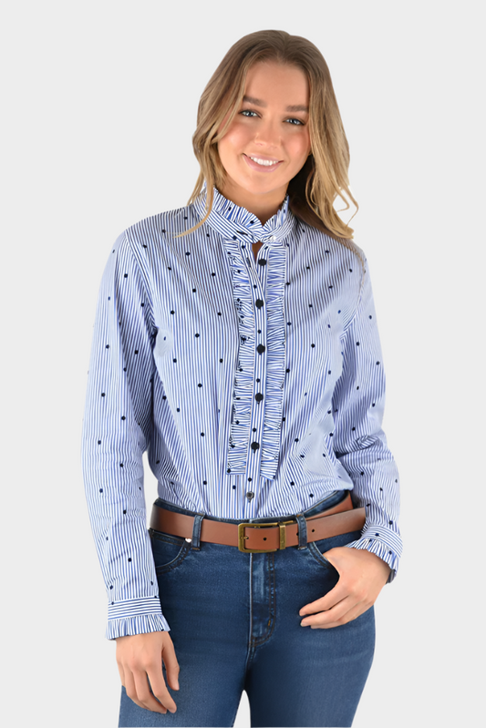 Thomas Cook Women's Mia Frill Long Sleeve Shirt (Blue/White)