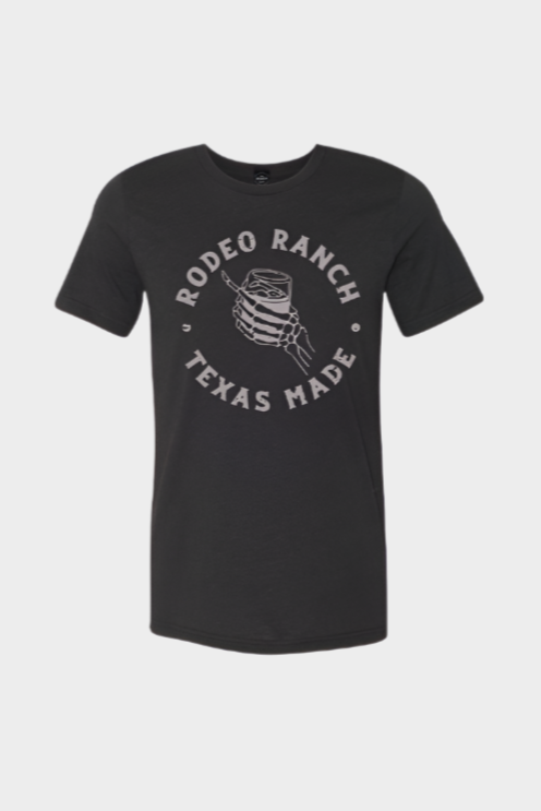 Rodeo Ranch Skeleton and Whiskey Short Sleeve Shirt - Black