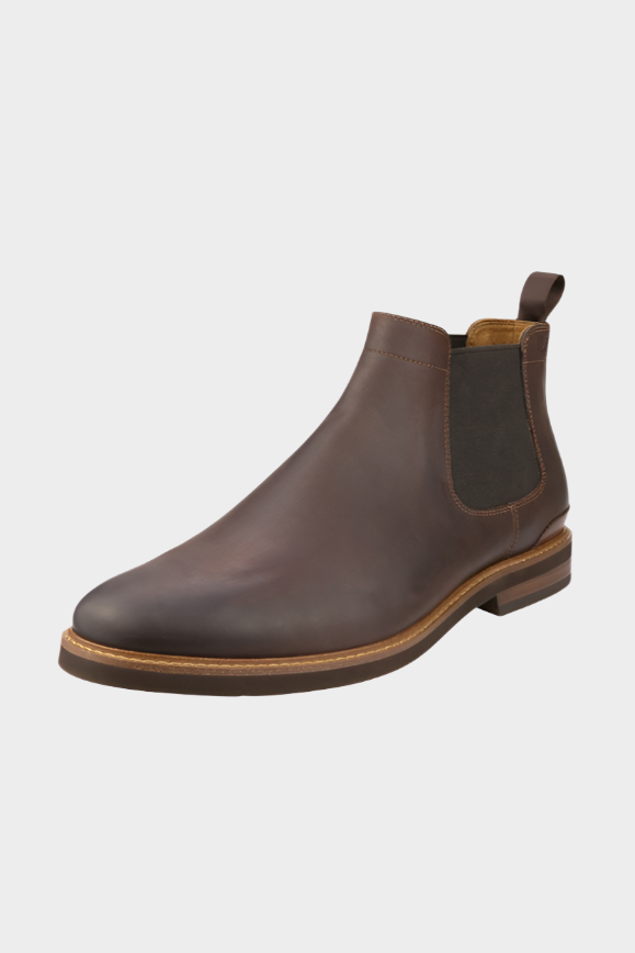 FLORSHEIM HIGHLAND CHELSEA PLAIN TOE GORE BOOT (BROWN)