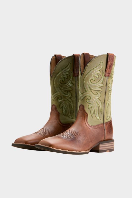 Ariat Men's Slingshot Cowboy Boot-DARK TAN|EASY GREEN