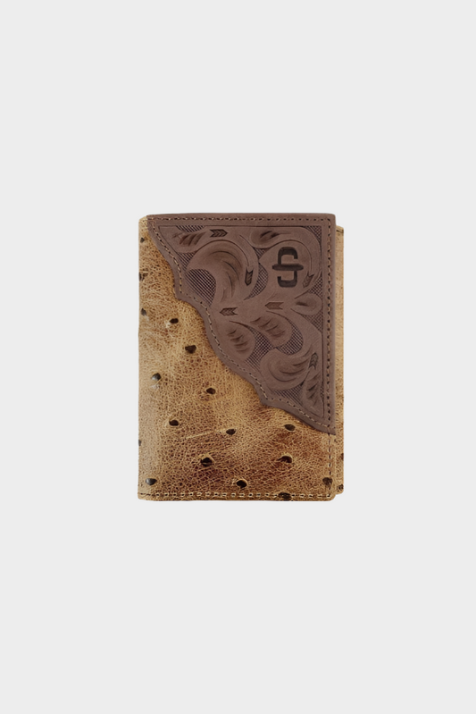 Stetson Ostrich Print Trifold Wallet