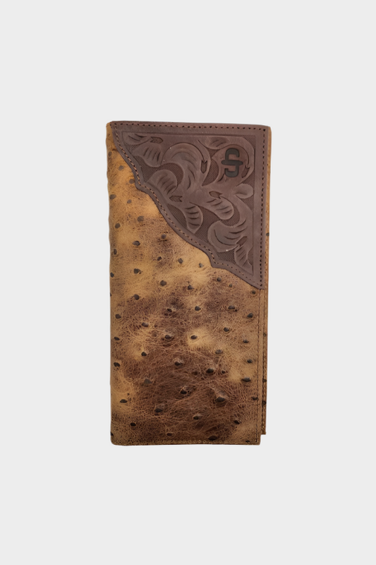 Stetson Brown Ostrich Rodeo Checkbook Wallet