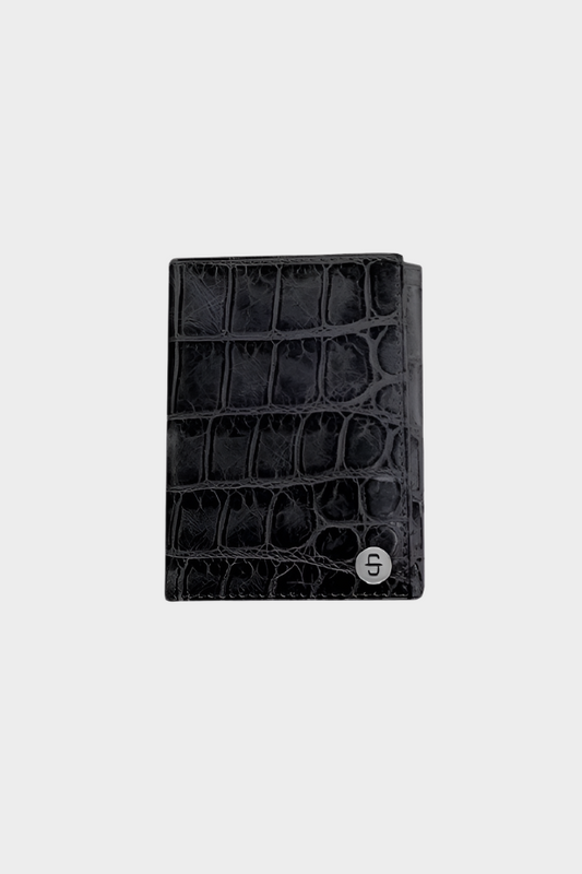 Stetson Black Crocodile Print Trifold - Accessories Wallet - Black