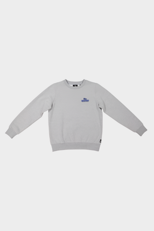 Swanndri Kid's Bankside Printed Crew - Grey Marle/Cobalt