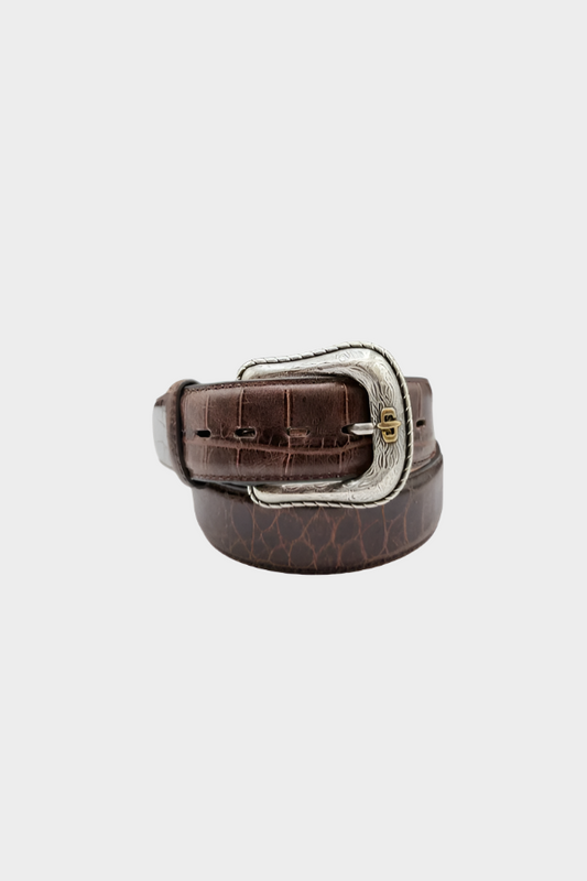 Stetson Cognac Crocodile Embossed - Accessories Belt Men 38mm