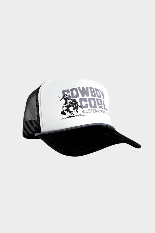 Cowboy Cool Mens Buckaroo Showdown Foam Trucker Hat - White