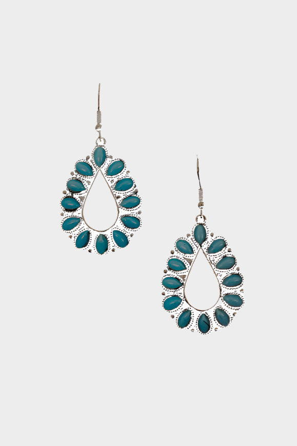 Austin Accent Oval Earrings with Turquoise Accent