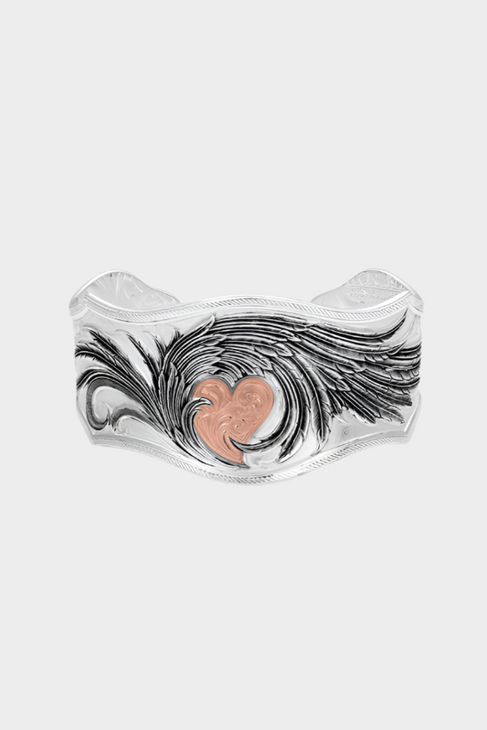 MONTANA SILVERSMITHS Heart Strings Silver/Rose Cuff Bracelet