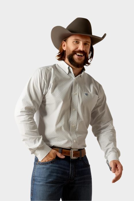 Ariat Men's Wrinkle Free Lefty Fitted Shirt - Grey