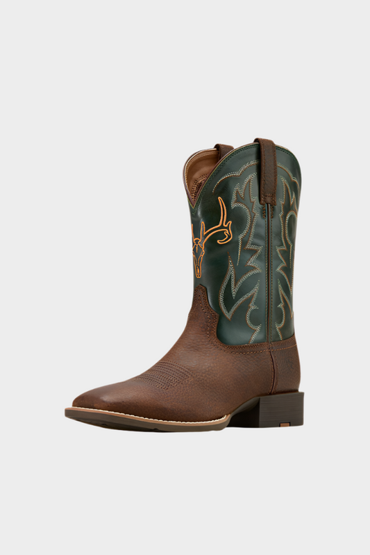 Ariat Men's Sport Outdoor Cowboy Boot - BROWN OILED ROWDY|TACK GREEN