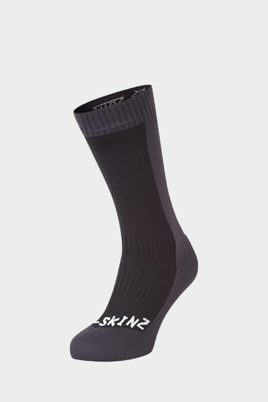 SEALSKINZ WATERPROOF COLD WEATHER MID LENGTH SOCKS - BLACK/GREY