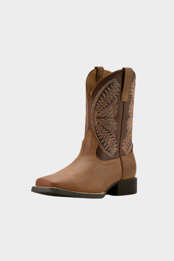 Ariat Youth Ruidoso Western Boot - PEARL|CHOCOLATE BROWN