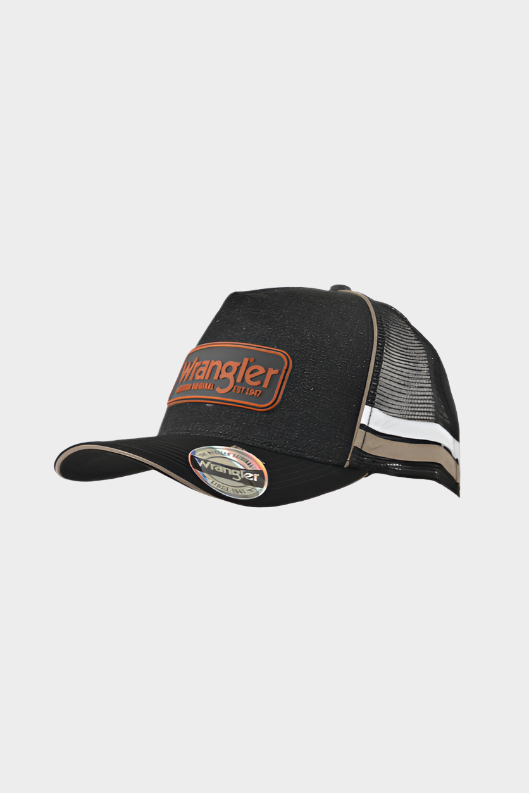 WRANGLER MEN'S ATKINSON SQUARE FRONT TRUCKER CAP (BLACK)