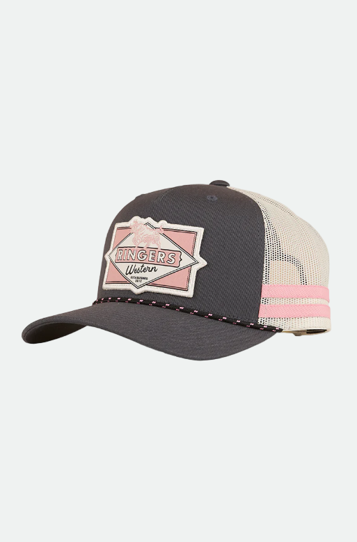 Ringers Western Country Club Deep Fit Trucker Cap - Ballet Pink / Charcoal
