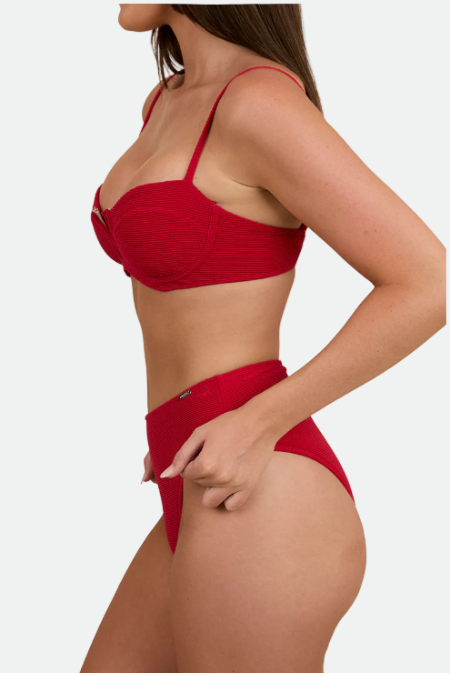 Ringers Western Women's Country Sunset Textured Underwire Bikini Top - Red