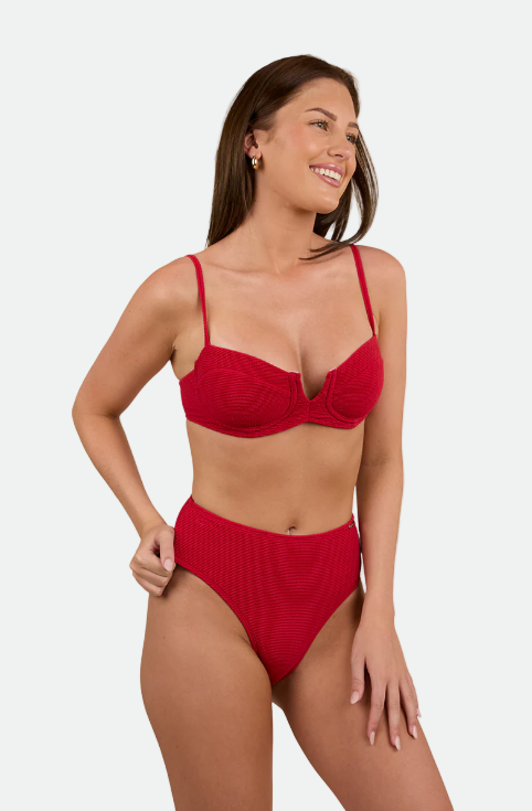 Ringers Western Women's Country Sunset Textured Underwire Bikini Top - Red