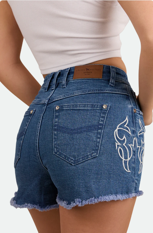 Ringers Western Womens Gracie Denim Short - True Blue